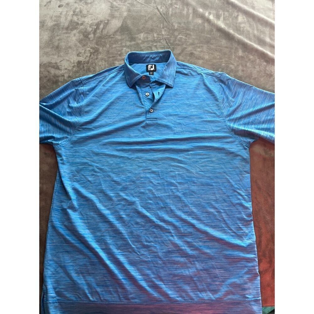 FJ FOOTJOY Mens LARGE Relaxed Fit Blue‎ Performance Golf Polo Shirt